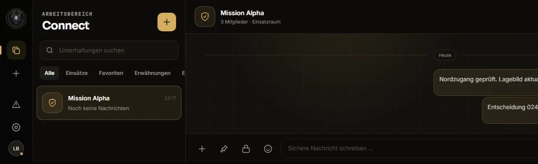Realer VENTEX Connect Einsatzraum mit synthetischen operativen Nachrichten
